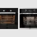 Modern Kitchen Ovens Featuring Black And Stainless Steel Design With Control Panel And Interior Racks