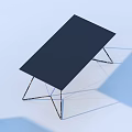 Black Modern Table With Metal Frame And Minimalist Design Surface 3d model
