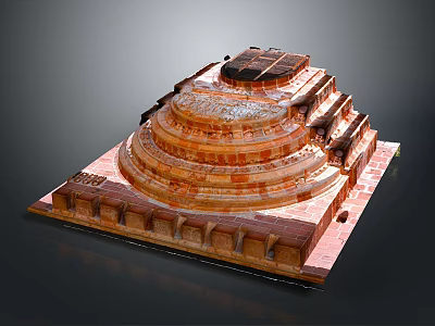 Historic Stepped Architecture With Circular Top And Square Stone Base Design 3d model