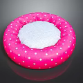 Round Pink Pet Bed With White Polka Dots And Soft Comfortable Center 3d model