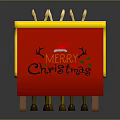 Decorated Reindeer Team Pulling Red Sleigh With Yellow Trim And Festive Design