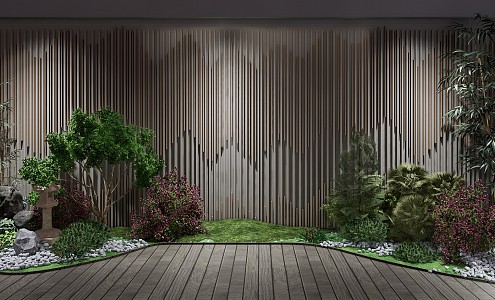 New Chinese style landscape sketch courtyard greening rockery gardening landscape 3d model