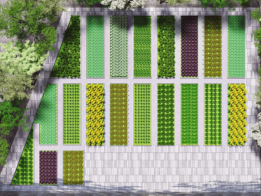 Villa Balcony With Colorful Plant Arrangement And Greenery 3d model 