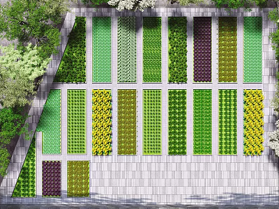 Villa Balcony With Colorful Plant Arrangement And Greenery 3d model