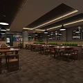 Cozy Restaurant Interior With Wooden Tables White Tableware Pendant Lights And Green Plants