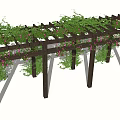 Outdoor Wooden Pergola With Climbing Vines And Pink Flowers Covering Top