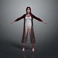 Female 3D Game Movie Character With Reddish Brown Hair White Bodysuit And Long Coat