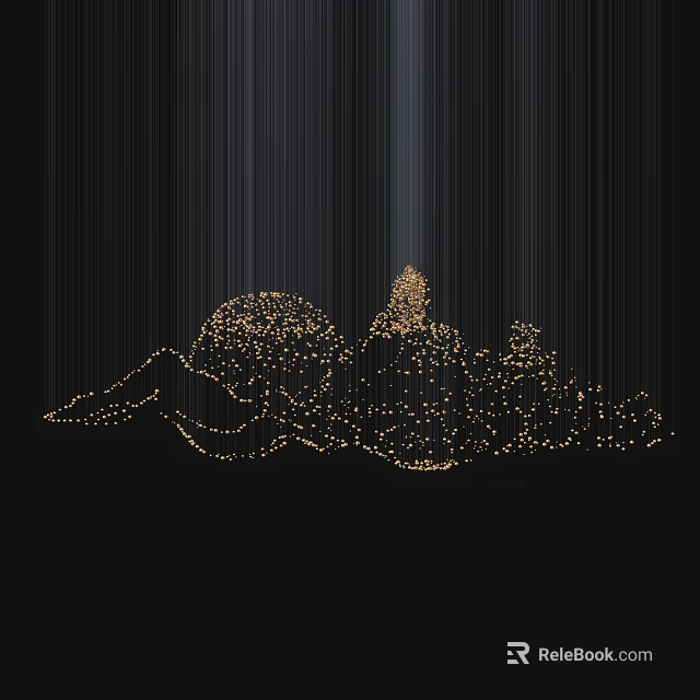 Modern Artistic Chandelier With Golden Lines Light Dots And Mountain Sphere Shapes 3d model 