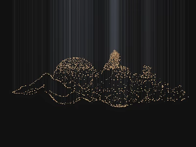 Modern Artistic Chandelier With Golden Lines Light Dots And Mountain Sphere Shapes 3d model