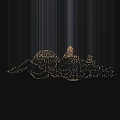 Modern Artistic Chandelier With Golden Lines Light Dots And Mountain Sphere Shapes