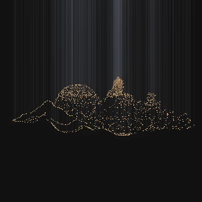 Modern Artistic Chandelier With Golden Lines Light Dots And Mountain Sphere Shapes 3d model
