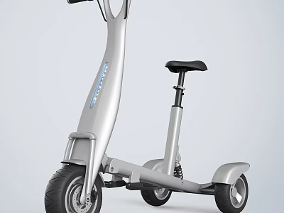 Silver Electric Three Wheel Scooter With Black Seat And Modern Design 3d model