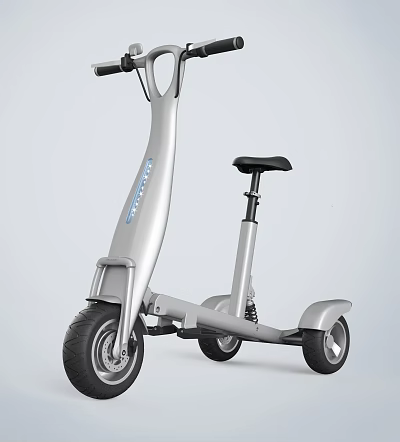 Silver Electric Three Wheel Scooter With Black Seat And Modern Design 3d model