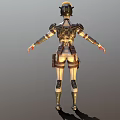 Game Movie Character Robotic Design With Silver White Armor And Metallic Details