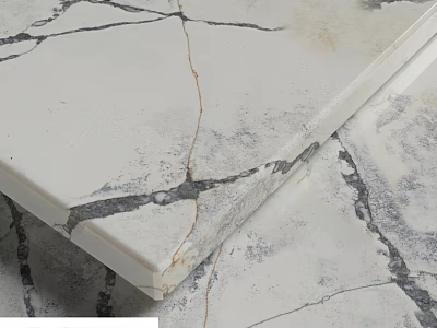 White Cracked Texture Component With Marble Like Surface For Interior Use 3d model