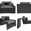 Modern Black Gray Accent Chair With Sleek Design And Multi Angle Views 3d model