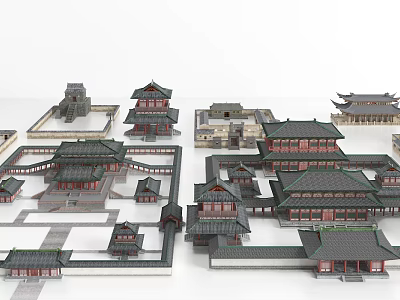 Traditional Chinese Ancient Architecture With Courtyard Layout And Classic Roof Design 3d model