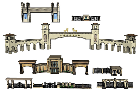 European-style gate entrance 3d model