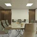 Modern Spacious Conference Room Interior With Wooden Table Ergonomic Chairs And Glass Partitions