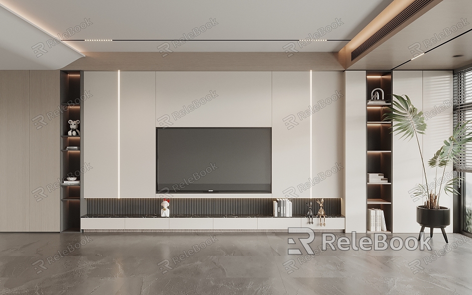 Modern TV background wall model