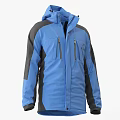 Blue And Gray Hooded Jacket With Zip Pockets And Contrast Sleeves