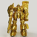 Golden Building Blocks Robot Model with Intricate Armor and Weapon Details