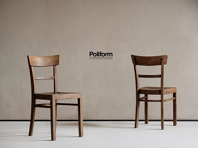 Wooden Poliform Dining Chairs With Modern Minimalist Design Against Neutral Wall 3d model