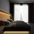 Modern Kids Room With Two Single Beds Wooden Headboards Gray Bedding And Built In Lighting