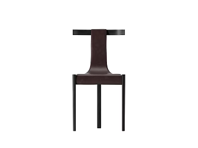 Modern Brown Leather Leisure Chair With High Back Design And Black Slim Legs 3d model
