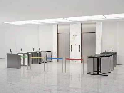 Modern gate automatic door gate elevator hall elevator lobby face machine induction door 3d model