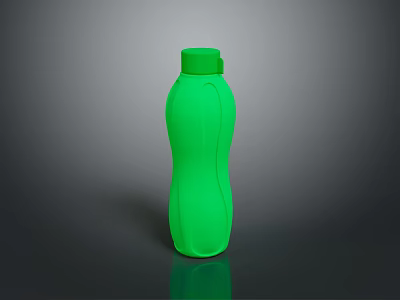 Modern Green Water Bottle Featuring Smooth Curved Design and Secure Lid 3d model