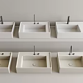 White Washbasins with Silver Faucets Display Multiple Modern Designs 3d model