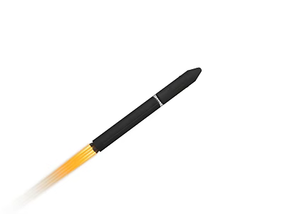Black Missile Flying With Bright Yellow Flame During Launch Sequence 3d model