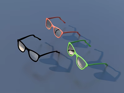 Colorful Fashionable Glasses With Black Pink And Green Frames For Daily Use 3d model