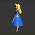 3D Game Movie Character With Blonde Hair Blue Dress And White Apron Standing