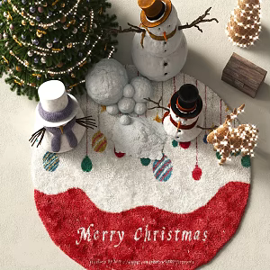 Modern Round Carpet Christmas Decoration Holiday Decoration 3d model