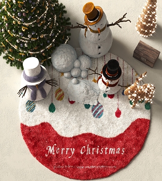 Modern Round Carpet Christmas Decoration Holiday Decoration 3d model