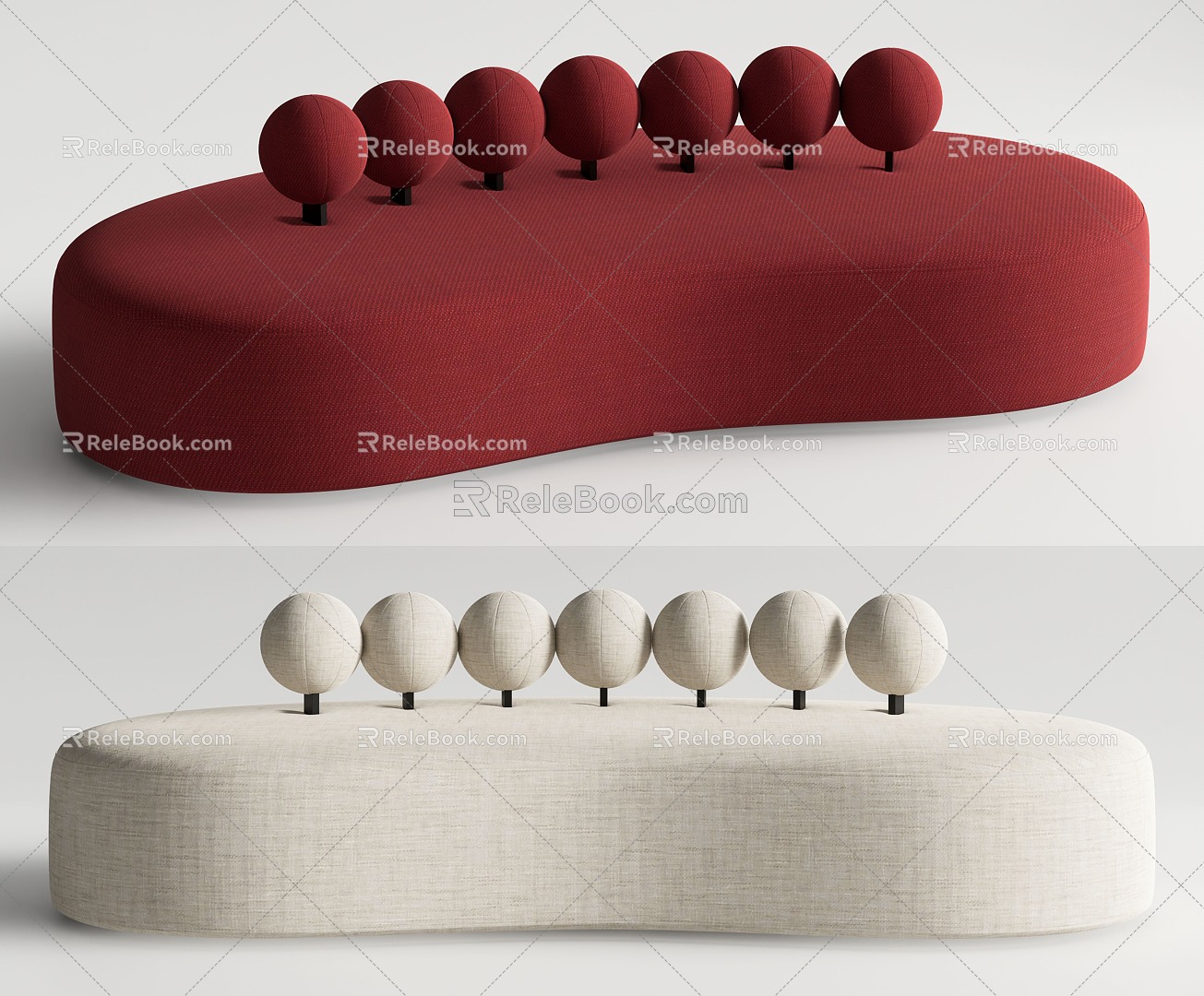 Multi-person sofa Curved sofa Double sofa 3d model