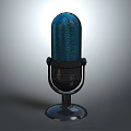 Professional Blue Mesh Microphone With Black Stand Classic Design For Recording 3d model