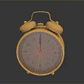 Vintage Golden Brass Alarm Clock With Double Bell And Round Dial