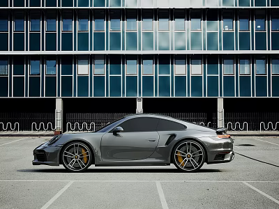 Silver Luxury Sports Car With Sleek Design And Alloy Wheels Parked In Modern Parking Lot 3d model