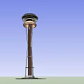 Modern Slender Tower With Round Top Structure And Base Foundation Against Blue Sky 3d model