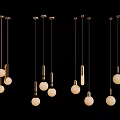 Modern Pendant Lights With Metal Frames Spherical Balls And Elongated Elements 3d model