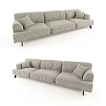Modern Gray Sofa With Soft Cushions In Stylish Living Room Furniture Design