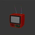 Vintage Red Retro Television With Square Design And Classic Antennas Screen