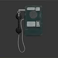 Vintage Green Wall Mounted Rotary Dial Telephone With Coin Slot Communication Digital Device