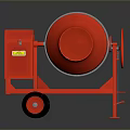 Red Portable Concrete Mixer With Motor Unit And Wheels For Construction Work 3d model