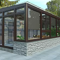 Villa Balcony Sunroom Design With Glass Roof And Gray Tiled Floor
