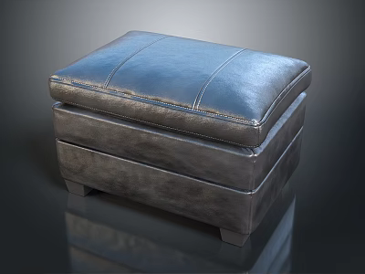 Leather Ottoman With Modern Square Design Stitched Top Smooth Surface And Storage Function 3d model