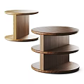 Modern Wooden Coffee Tables with Round Top and Single Multi Tier Storage Design